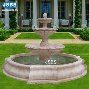 Tiered Cream Marble Fountain , JS-FT078